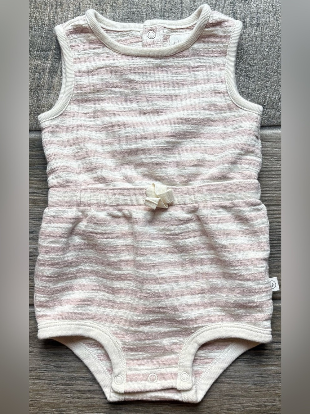 Sleeveless Pink & White Striped Baby One-Piece Romper